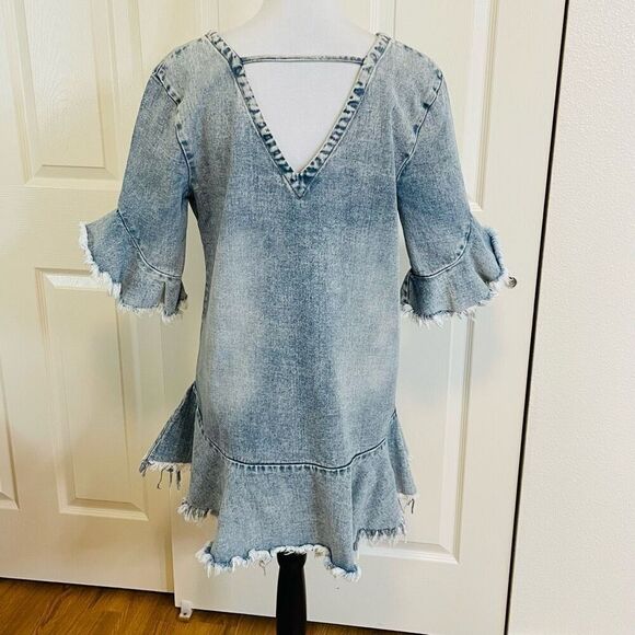 MLM Label Henri Denim Jean Dress Raw Hem Size XS - Picture 3 of 13